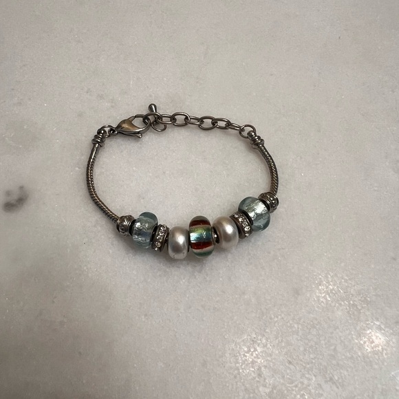 Marble Beaded Silver Bracelet - Picture 3 of 3